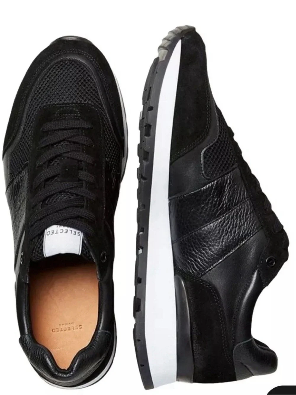 Selected Homme Running Sneakers Shoes Frank Mix Runner Size 7.0 Black